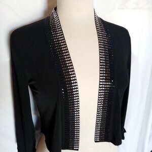 Calvin Klein Women's Beaded-Trim Cropped Cardigan Sweater  3/4 sleeve S NWT